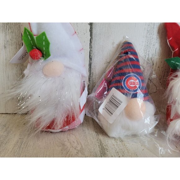 Cubs gnome transpac plush ornament Xmas set decor baseball Chicago - Picture 2 of 7